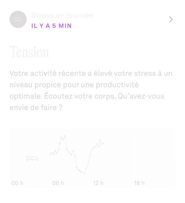 Image des données de stress en journée dans l'application KEORA Ring