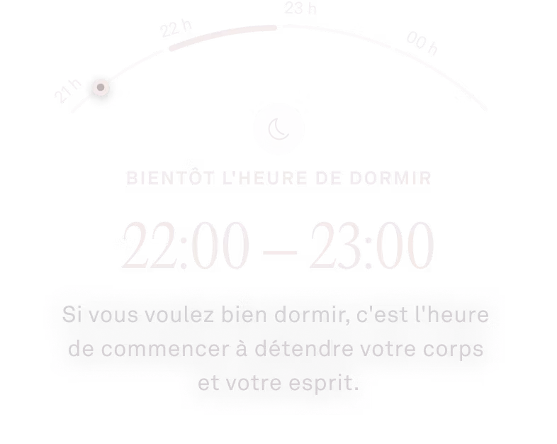 Image des conseils concernant l'heure de coucher dans l'application KEORA Ring
