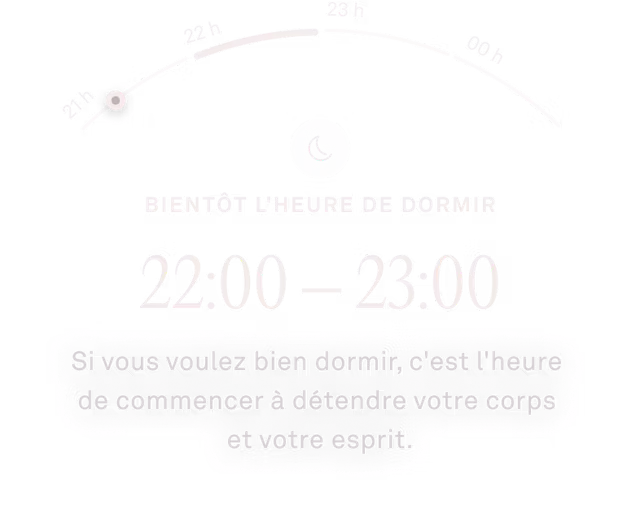 Image des conseils concernant l'heure de coucher dans l'application KEORA Ring