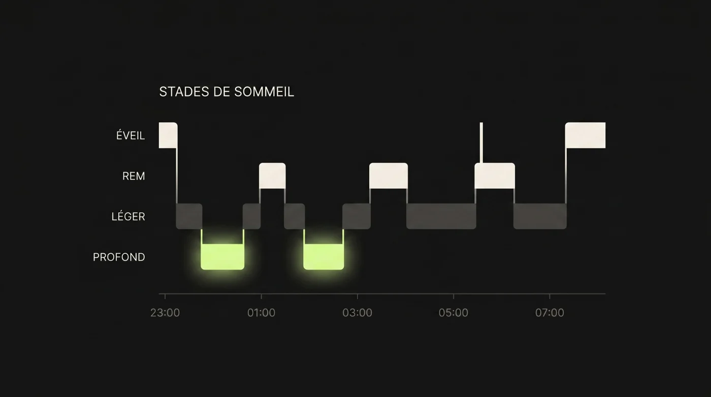 Graphe des stades de sommeil sur 8 heures